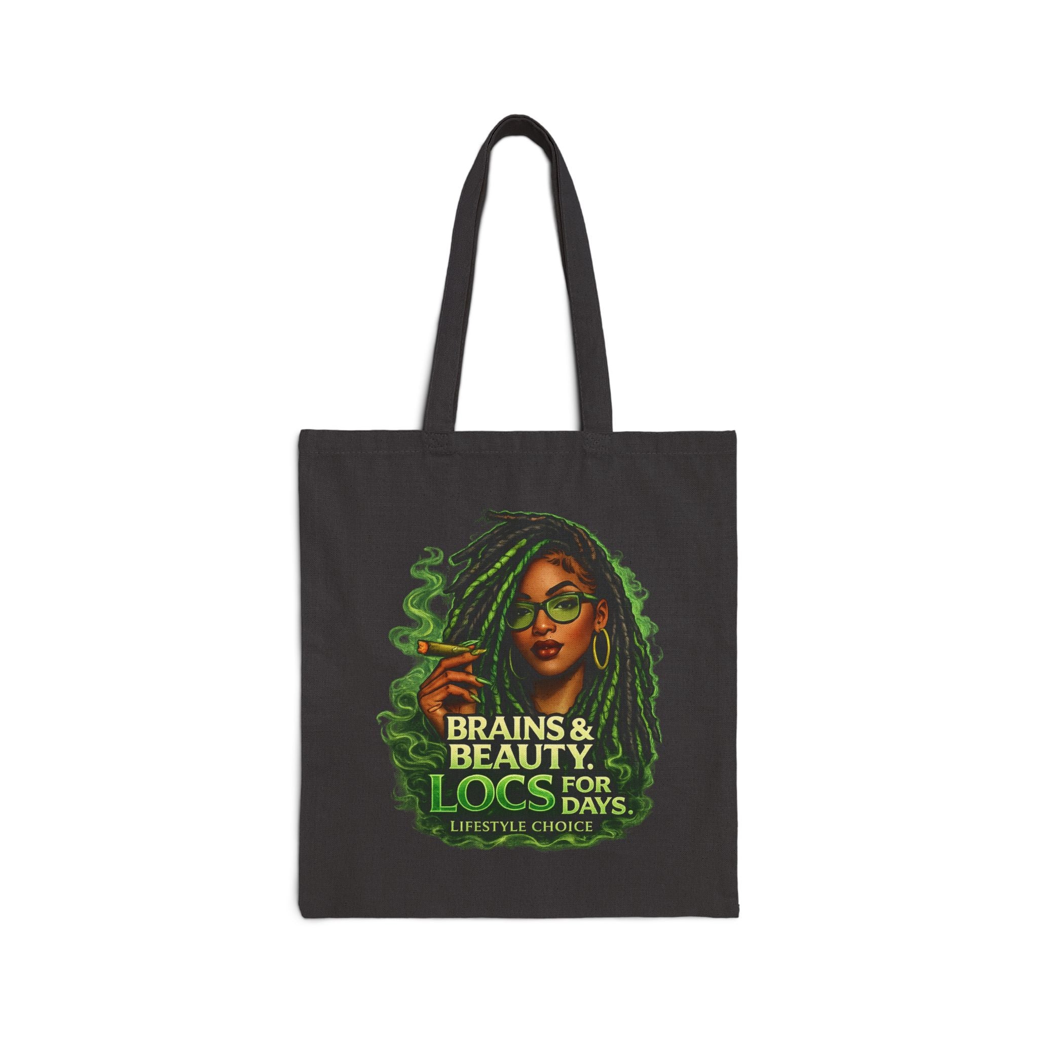 Tote Bag — "Brains & Beauty, Locs For Days" Natural Cotton Canvas Tote