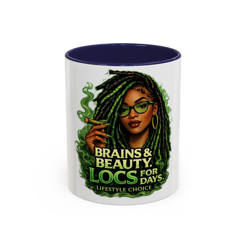 Brains & Beauty: Locs For Days Accent Coffee Mug