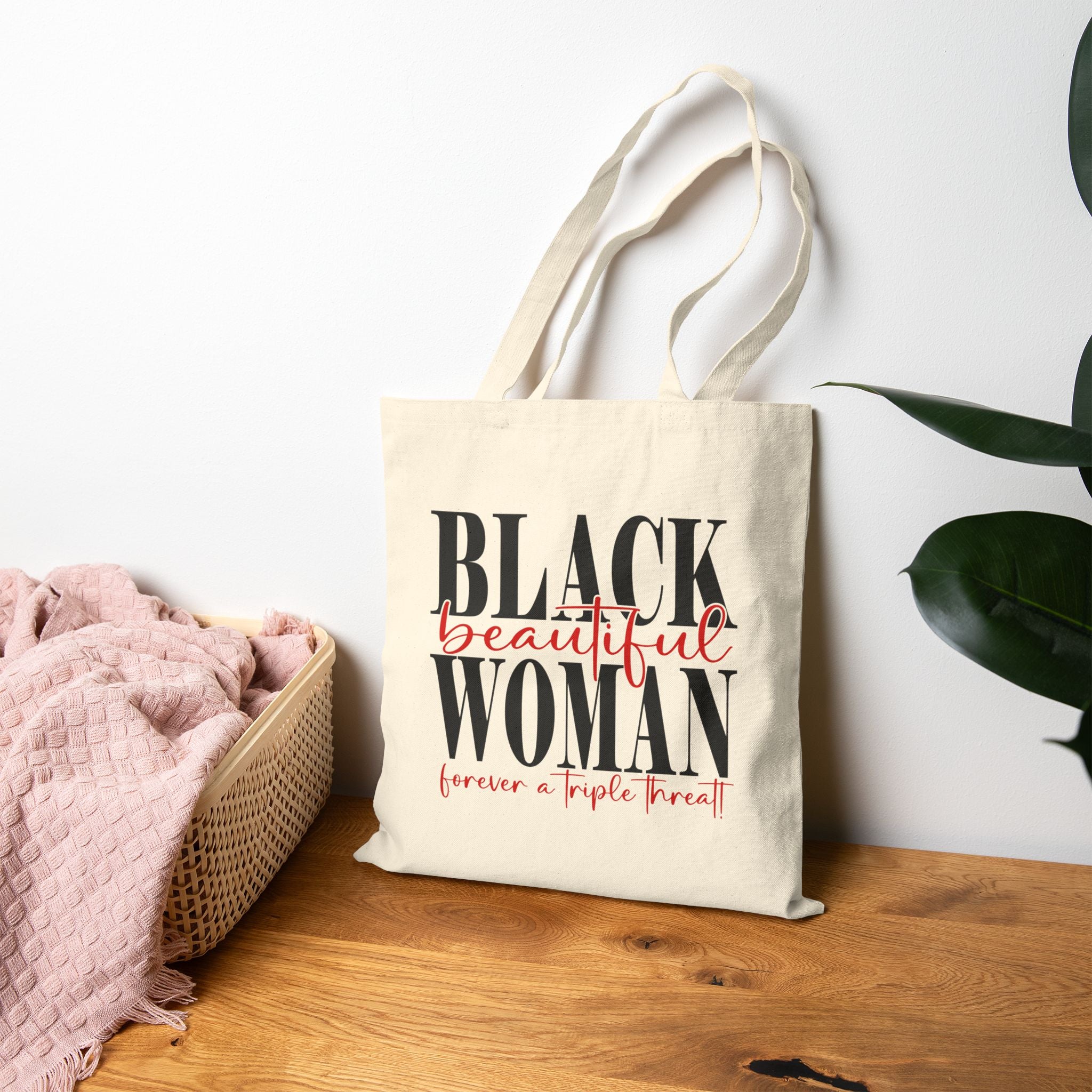 Tote Bag — "Black Beautiful Woman" Canvas Tote (Empowerment, Everyday Carry)