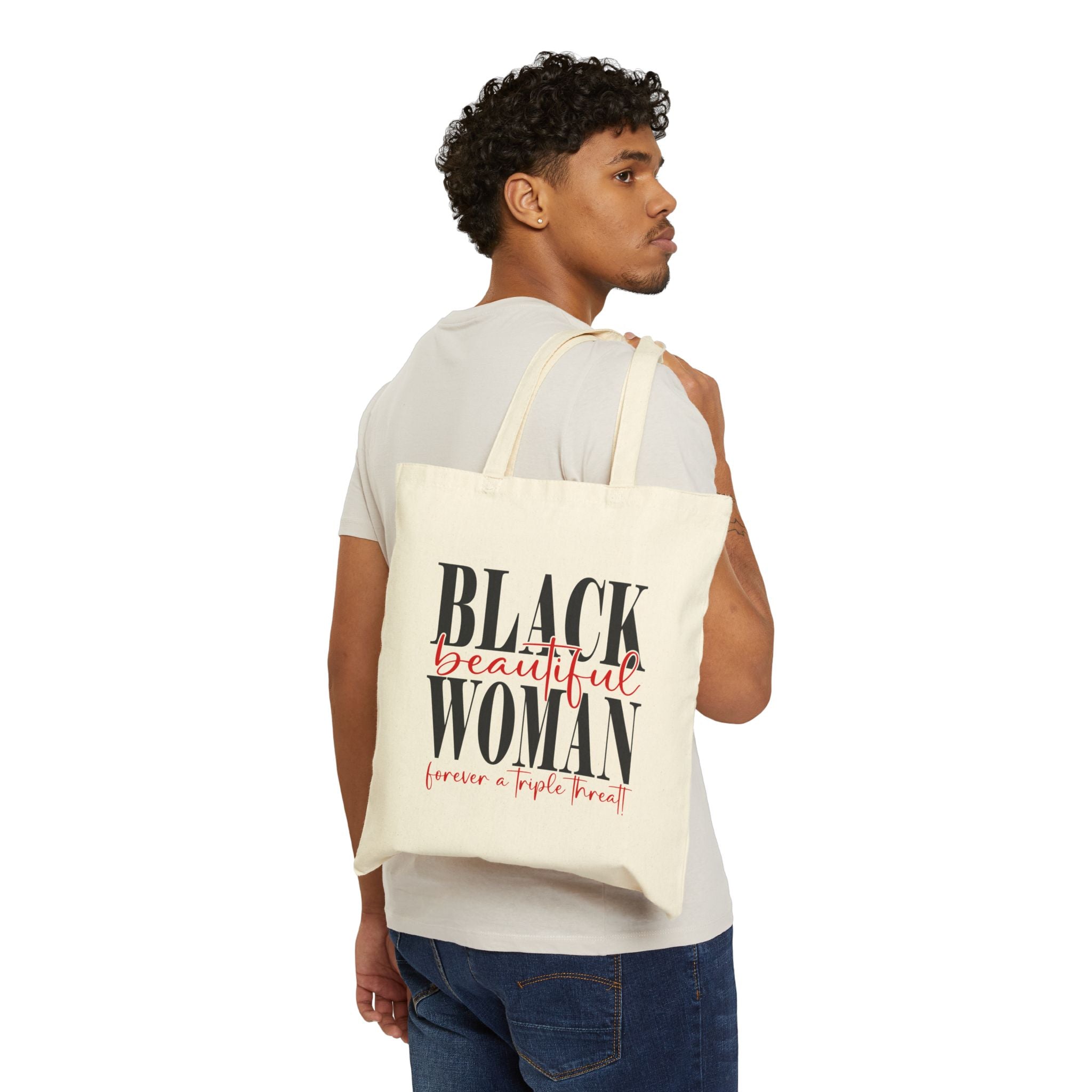Tote Bag — "Black Beautiful Woman" Canvas Tote (Empowerment, Everyday Carry)