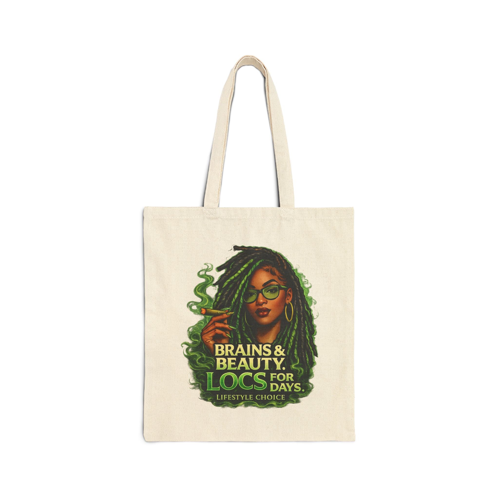 Tote Bag — "Brains & Beauty, Locs For Days" Natural Cotton Canvas Tote